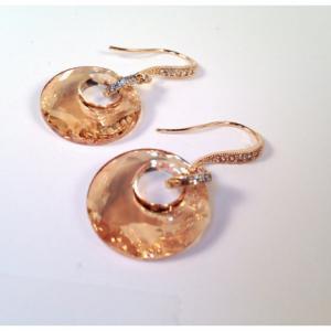 Beauty Of Gold Earrings Swarovski And Cz Earrings