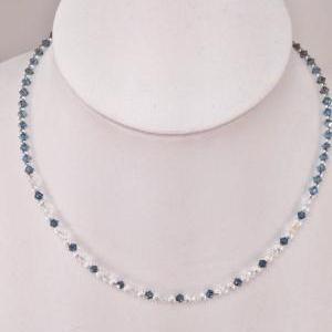 Sapphire Swarovski Crystal And Silver Necklace