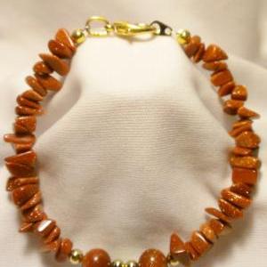 Gold Stone Chip And Bead Bracelet