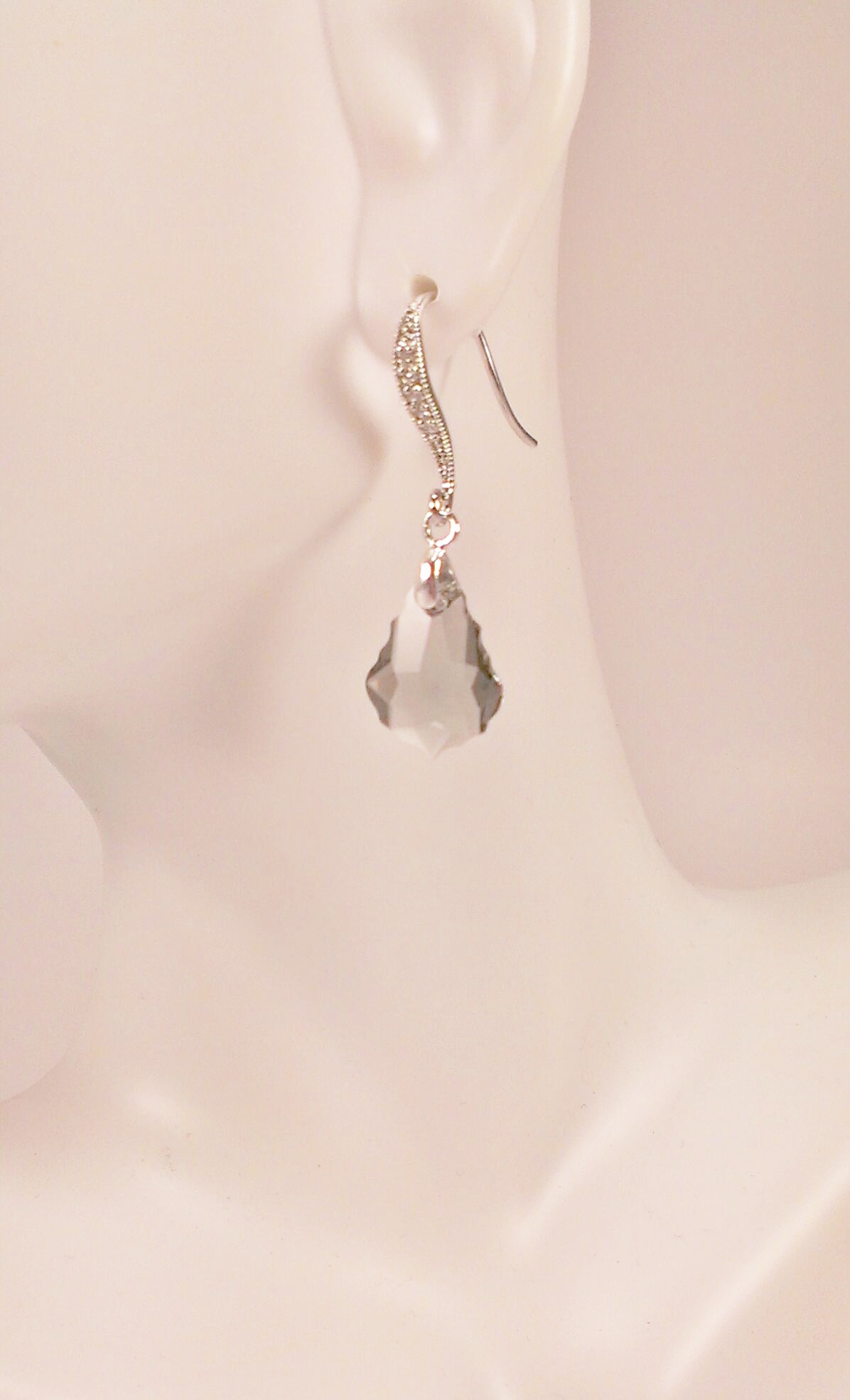 Smokey Swarovski On Silver With Cubic Zirconia Earrings