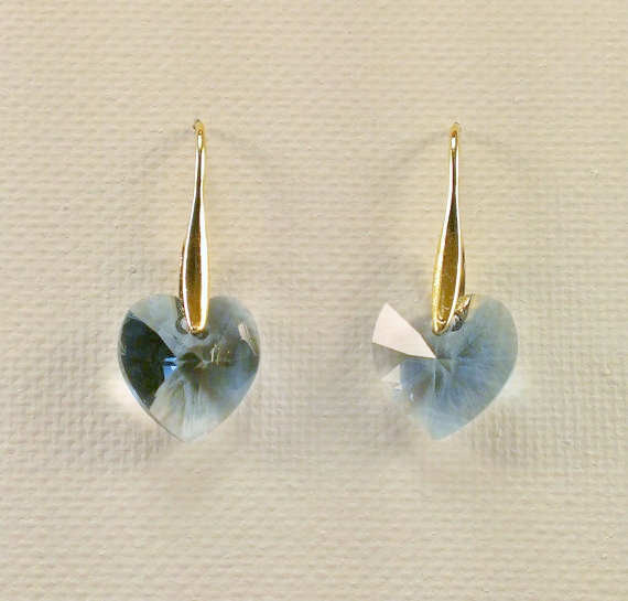 Glacier Heart Swarovski And Gold Earrings